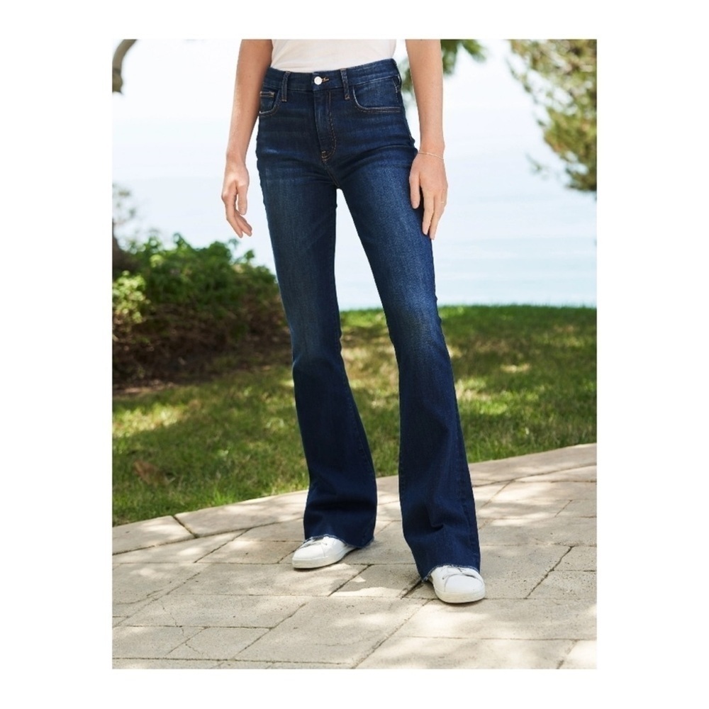 Like New Frank & Eileen Flannigan flare leg high waist raw hem denim jeans 30 - Picture 2 of 16